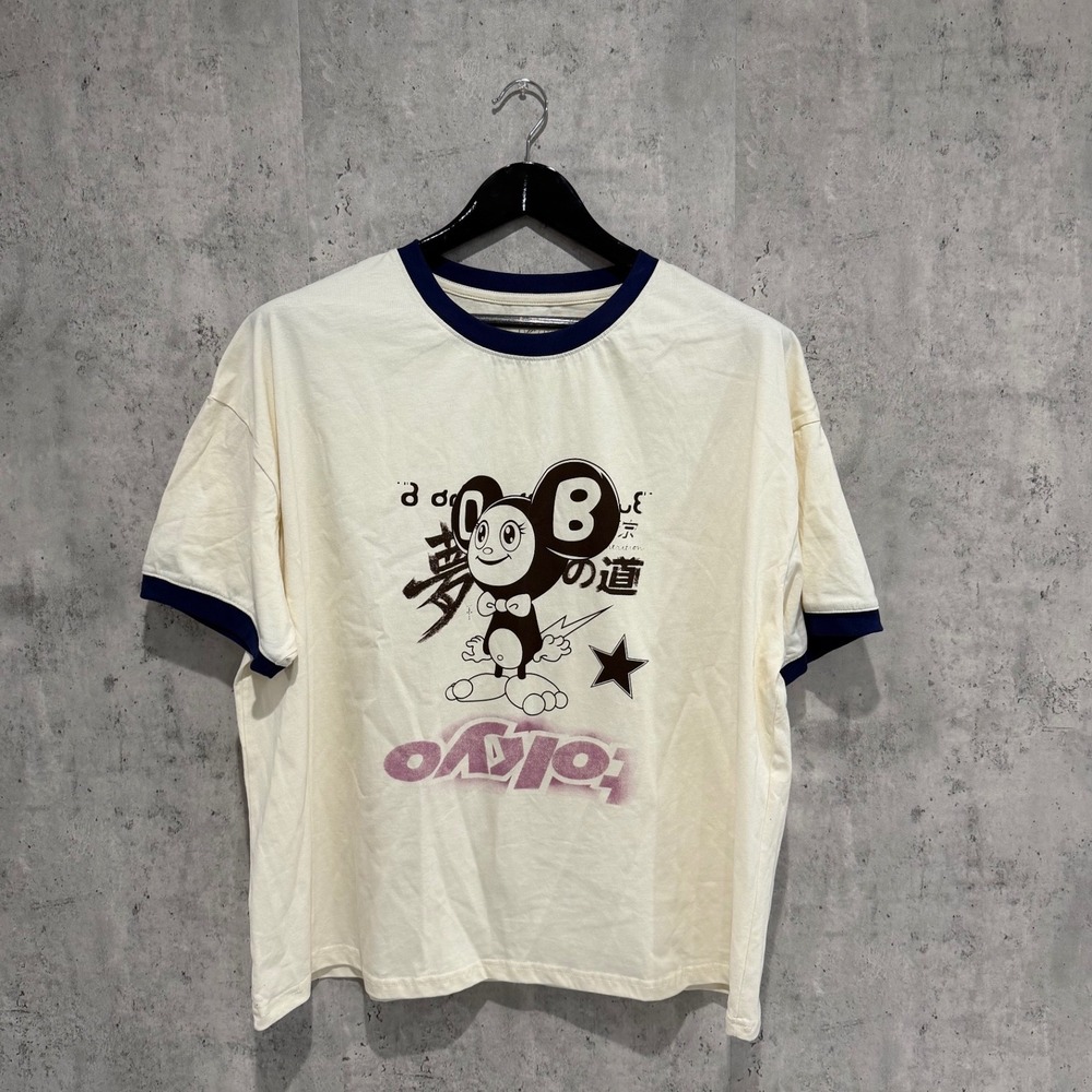 Travis Scott Cactus Jack x Fragment Murakami Tokyo Ringer Tee Cream Navy Large